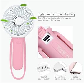 img 3 attached to MATEPROX Silicone Handheld Fan - Battery Operated Mini Fan with LED light and USB Charging - Portable Travel Fan for Home, Office, Outdoor Activities, Camping (Pink)