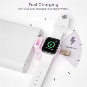 img 2 attached to 🔌 Портативное зарядное устройство NEWDERY для iWatch: беспроводное USB-зарядное устройство для Apple Watch, легкое магнитное быстрое зарядное устройство с опцией зарядки в автомобиле - розовое (совместимо с Apple Watch Series SE 6 5 4 3 2 1)