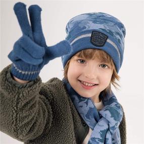 img 3 attached to 🧥 Accsa Boys' Cold Weather Accessories: Reflective Beanie, Gloves, and Scarf Set