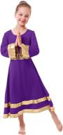 👗 ibakom girls metallic gold robe: shimmering dance dress for worship, praise, and liturgical dance with long sleeve and sequins belt логотип