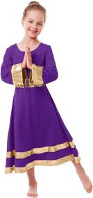 img 4 attached to 👗 IBAKOM Girls Metallic Gold Robe: Shimmering Dance Dress for Worship, Praise, and Liturgical Dance with Long Sleeve and Sequins Belt