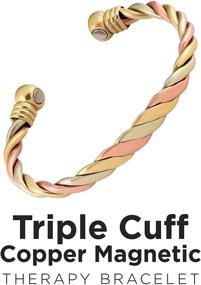 img 2 attached to 💫 MagnetJewelryStore Copper Bracelet: Triple Cuff Magnetic Therapy for High Power Healing