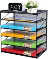 outwolf mesh desk paper organizer: 5-tier 📚 tray shelves & sorter for efficient document management, black logo