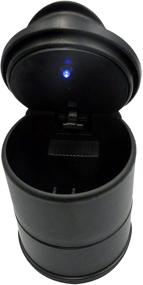 img 2 attached to 🚬 Portable Car Ashtray CA-P4 with Clamshell Lid, Blue LED Light and Mini Trash Can, Windproof, Detachable, PP Material, Ideal for Car, Outdoor, Indoor and Travel Use - Black