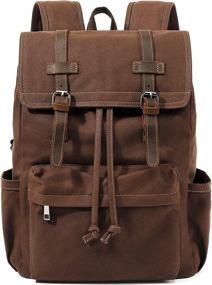 img 4 attached to Vintage Backpack HuaChen Rucksack M83_Green