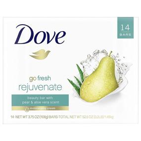 img 4 attached to 🚿 Dove Go Fresh Beauty Bar with Extra Moisturizing Formula, Rejuvenating Pear and Aloe Vera Scent, 3.75 oz, Pack of 14 Bars