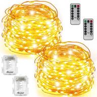 🔌 2 set fairy lights: battery operated waterproof string lights with remote control - 8 modes, 100 led, 33ft copper wire firefly lights for christmas tree, wedding, party & home decorations logo