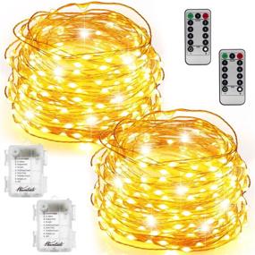 img 4 attached to 🔌 2 Set Fairy Lights: Battery Operated Waterproof String Lights with Remote Control - 8 Modes, 100 LED, 33ft Copper Wire Firefly Lights for Christmas Tree, Wedding, Party & Home Decorations