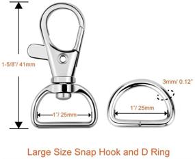 img 2 attached to 🔗 Paxcoo 60Pcs Swivel Snap Hooks and D Rings for Lanyard and Sewing Projects - 1 Inch Inside Width