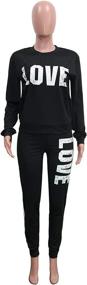 img 3 attached to 👖 THLAI Women's 2 Piece Tracksuits with Letter Print, Striped Patchwork Design