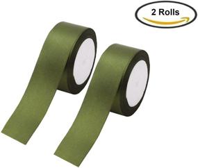 img 2 attached to 🎀 1.5-inch Single Face Satin Ribbon 2 Rolls - 50 Yards each (#6720) in Olive Green