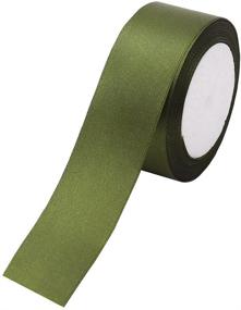 img 3 attached to 🎀 1.5-inch Single Face Satin Ribbon 2 Rolls - 50 Yards each (#6720) in Olive Green