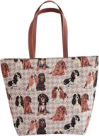 👜 designer tapestry shoulder tote bag for women with cavalier king charles spaniel dog print (shou-kgcs) - ideal for fashionable dog lovers logo