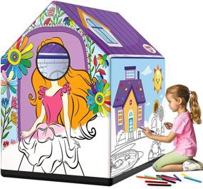 img 4 attached to Children's Play Tent: Paint-Your-Own Playhouse