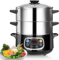 🥦 secura electric food steamer, double tiered stackable vegetable baskets with timer, 1200w fast heating, stainless steel digital steamer, 8.5 quart логотип