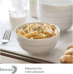 img 3 attached to DOWAN 26 Ounces Porcelain Cereal Bowls: Stylish and Versatile Servingware