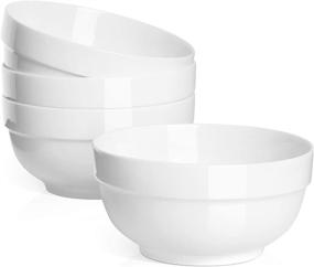 img 4 attached to DOWAN 26 Ounces Porcelain Cereal Bowls: Stylish and Versatile Servingware