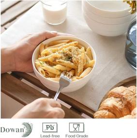 img 1 attached to DOWAN 26 Ounces Porcelain Cereal Bowls: Stylish and Versatile Servingware