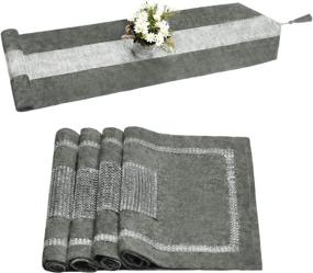 img 4 attached to 🎀 Stylish Chenille Diamante Dresser Catering Placemats for Elegant Table Settings