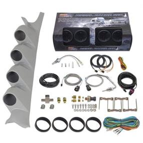 img 4 attached to Комплект датчиков GlowShift для дизельных автомобилей Ford Super Duty F-250 F-350 Power Stroke 1999-2007 - Приборы с тонированным дисплеем 7 цветов: Давление наддува, Температура, Температура газовой трубы (EGT) и Давление топлива - Серый пиларный кронштейн.