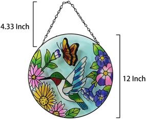 img 2 attached to 🦜 VEWOGARDEN 12-Inch Indoor Hummingbird Stained Glass Window Hangings Suncatcher Panel - Home Decor with Chains