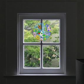 img 1 attached to 🦜 VEWOGARDEN 12-Inch Indoor Hummingbird Stained Glass Window Hangings Suncatcher Panel - Home Decor with Chains