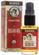 🦡 badger - babassu & jojoba beard oil: certified organic conditioning solution for dry skin and long beards - 1 fl oz glass bottle logo