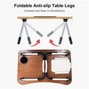 img 2 attached to 🛏️ Portable Laptop Desk: Foldable Bed Table with Storage Drawer and Cup Slot for Sofa, Bed, Garden, and More