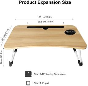 img 3 attached to 🛏️ Portable Laptop Desk: Foldable Bed Table with Storage Drawer and Cup Slot for Sofa, Bed, Garden, and More
