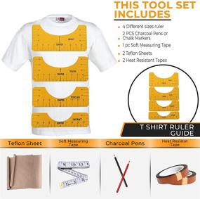 img 3 attached to Mooju 4-Piece PVC Tshirt Ruler Guide Set for Vinyl - Tshirt Alignment Tool for Centering Designs, Print Vinyl - Vinyl Tools with 2 Teflon Sheets for Heat Press/Sublimation &amp; 2 Heat Resistant Tapes