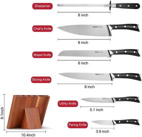 img 3 attached to 🔪 HOMEVER 7-Piece Premium Kitchen Knife Set with Block – Sharpener, German Stainless Steel, Dishwasher Safe, Full Tang Forged Blades