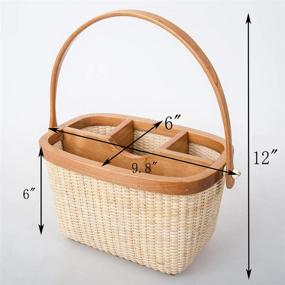 img 1 attached to Teng Tian Nantucket Utensil Caddy: Organize and Enhance 🧺 Kitchen, Dining, Entertaining, Tailgating, and Picnics with Multi-Purpose Rattan Holder