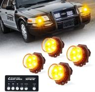 🚨 xprite amber/yellow led hideaway strobe lights kit - 20 flash patterns for trucks, police cars, emergency vehicles - 4 pcs logo