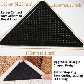 img 3 attached to Новый Ugly Rug Gripper: улучшенная антискользящая лента для ковровых дорожек, держатели углов ковров - антикосогорение, многоразовый набор из 8 штук для паркета/ламината
