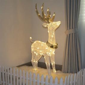 img 3 attached to 🦌 Vanthylit Christmas Decorations: 48'' White Standing Deer with 70 Warm White LED Lights - Ideal for Outdoor Christmas Lighting Decor