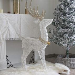 img 2 attached to 🦌 Vanthylit Christmas Decorations: 48'' White Standing Deer with 70 Warm White LED Lights - Ideal for Outdoor Christmas Lighting Decor