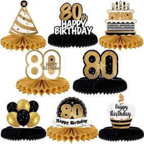 img 3 attached to 🎉 LINGTEER Happy 80th Birthday Honeycomb Centerpieces: Perfect Table Decorations for Cheers to 80th Birthday Party