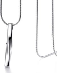 img 1 attached to 🔗 Unisex Stainless Steel Twisted Cube Bar Pendant Necklace with Link Chain - Ideal for Men and Women