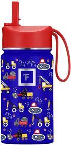 img 2 attached to 🔥 IRON °FLASK Kids Water Bottle - 14 Oz: Straw Lid, Vacuum Insulated Stainless Steel, Double Walled Tumbler - Ultimate Construction Zone Thermo Mug!