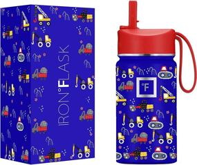 img 4 attached to 🔥 IRON °FLASK Kids Water Bottle - 14 Oz: Straw Lid, Vacuum Insulated Stainless Steel, Double Walled Tumbler - Ultimate Construction Zone Thermo Mug!