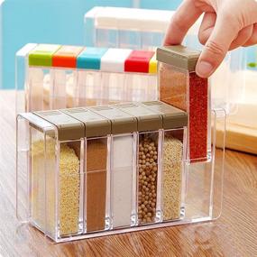 img 4 attached to 6-Piece Seasoning Rack with Spice Shaker, Storage Container, and Condiment Jars – Convenient Tray for Salt, Sugar, and Cruet