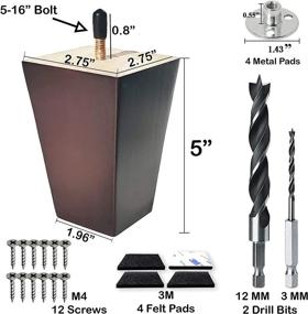 img 3 attached to 🪑 5 Inch Wooden Furniture Legs: Ideal Replacement for Couch, Sofa, Chair, Dresser Legs and Cabinet Feet