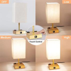 img 3 attached to 🌟 DEEPLITE Gold Table Lamp Set - Touch Control, 3-Way Dimmable, USB Charging Ports, AC Outlets, LED Bulbs - Ideal for Bedrooms, Living Rooms, Nightstands, End/Side Tables (Set of 2)