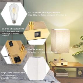 img 1 attached to 🌟 DEEPLITE Gold Table Lamp Set - Touch Control, 3-Way Dimmable, USB Charging Ports, AC Outlets, LED Bulbs - Ideal for Bedrooms, Living Rooms, Nightstands, End/Side Tables (Set of 2)