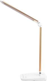 img 4 attached to 💡 Gold Dimmable LED Desk Lamp with USB Charging Port - Lichamp Touch Control Foldable Gooseneck Adjustable Eye Care Table Lamp. Bedside Reading Light with UL AC Adapter.