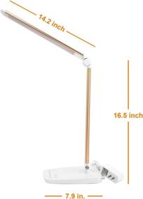 img 3 attached to 💡 Gold Dimmable LED Desk Lamp with USB Charging Port - Lichamp Touch Control Foldable Gooseneck Adjustable Eye Care Table Lamp. Bedside Reading Light with UL AC Adapter.