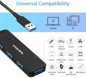 img 2 attached to 🔌 Onvian 4-Port USB 3.0 Hub: Ultra-Slim Portable USB Data Hub Splitter with 20 cm Extended Cable for Enhanced USB Expansion