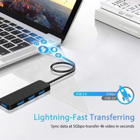 img 1 attached to 🔌 Onvian 4-Port USB 3.0 Hub: Ultra-Slim Portable USB Data Hub Splitter with 20 cm Extended Cable for Enhanced USB Expansion