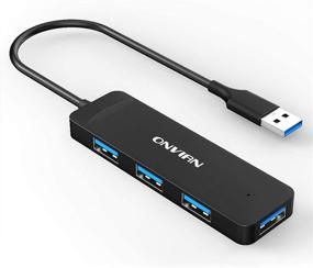 img 4 attached to 🔌 Onvian 4-Port USB 3.0 Hub: Ultra-Slim Portable USB Data Hub Splitter with 20 cm Extended Cable for Enhanced USB Expansion