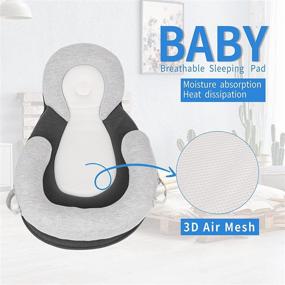 img 3 attached to 👶 Портативная детская кроватка с отстегивающимся арочкой для игрушек и подушкой поддержки головы для оптимального положения во сне - предотвращает "плоскую голову" у детей от 0 до 6 месяцев (Серый).